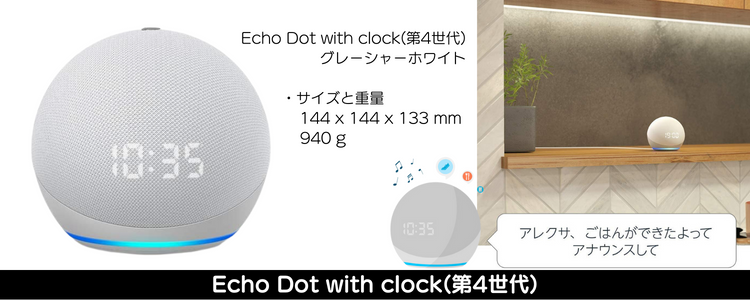 Echo Dot with clock(第4世代) グレーシャーホワイト